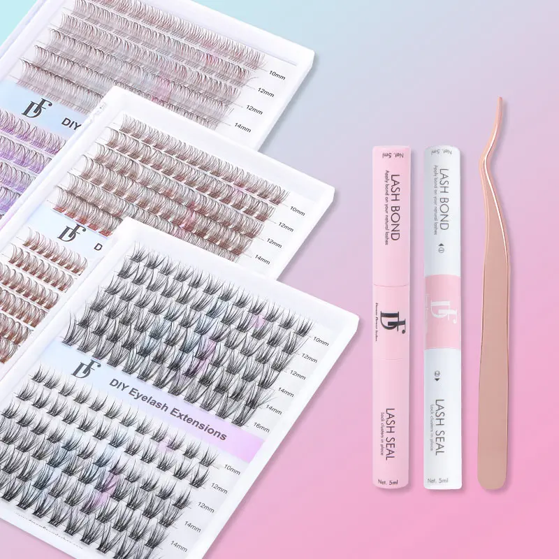 Super soft silk lash cluster individual mink diy lash extensions kit private label cluster lashes