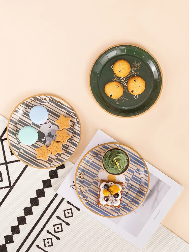 disposable paper plates custom party plate round dessert plate dish for sale