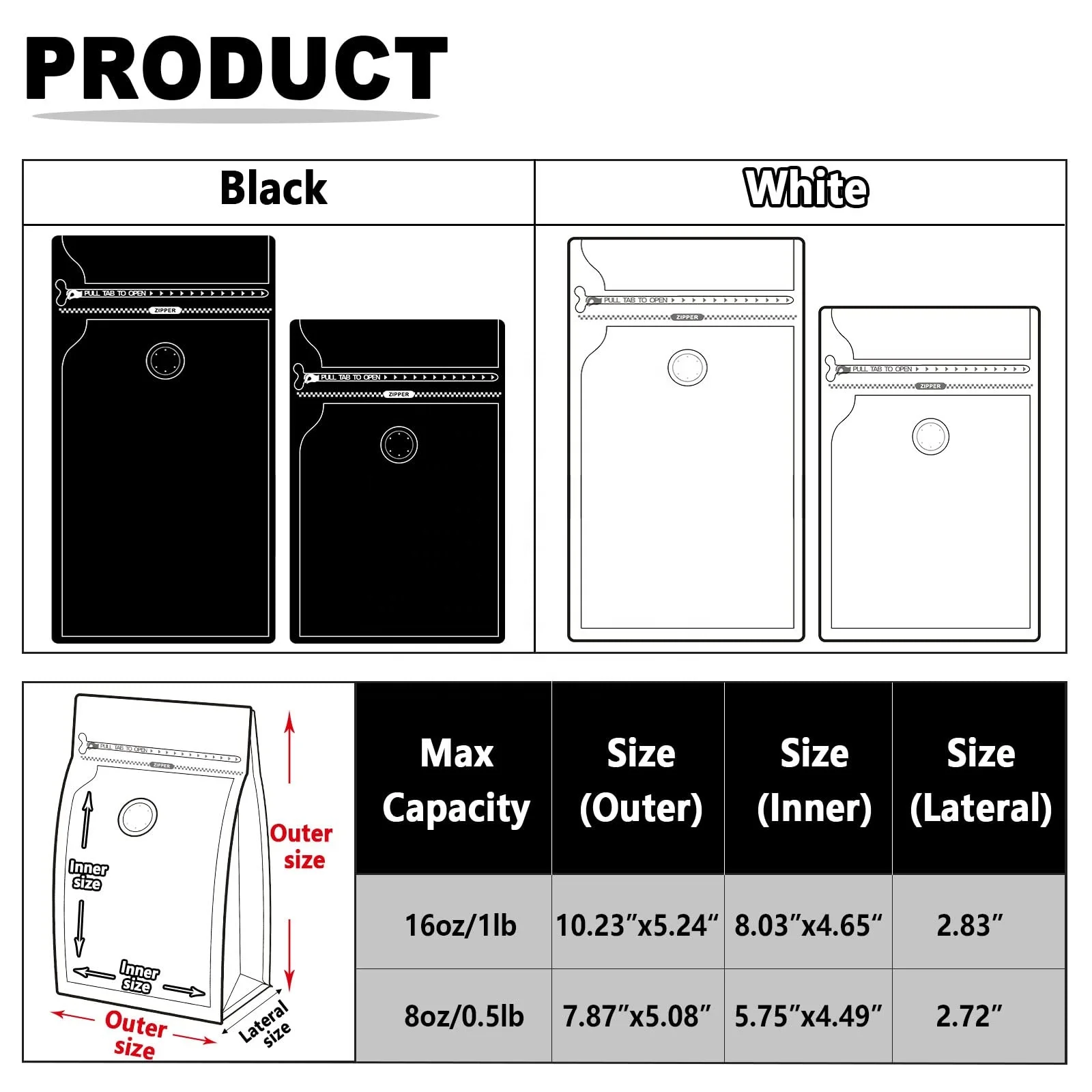 3-tier Design Barrier Store 16oz Blackcoffee Bag Custom Print With One-way Air Valve For Nut Snacks Candy Flowers