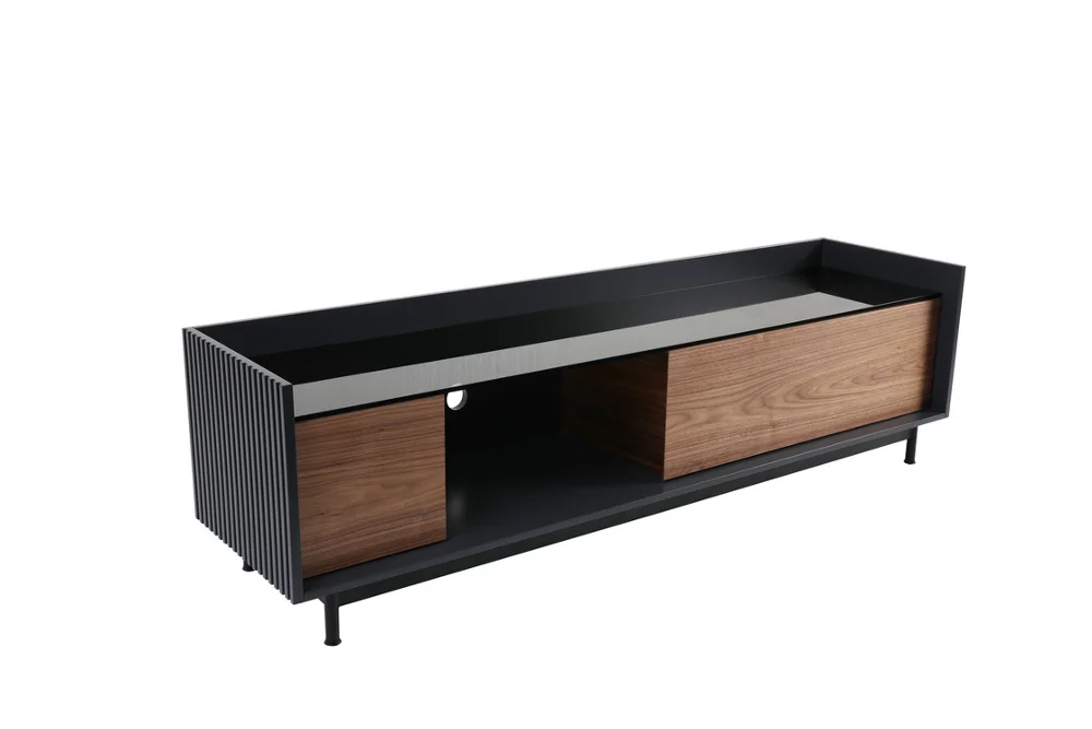 Modern Simple entertainment center with metal legs for living room use tempered glass top media console  TV cabinet TV stand