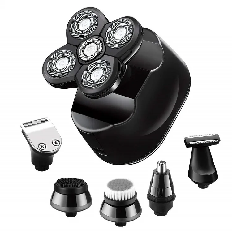  Rechargeable 6 in 1 Head Shavers for Bald Men Electric Rotary Razor Beard Trimmer Grooming Kit Cordless Wet Dry