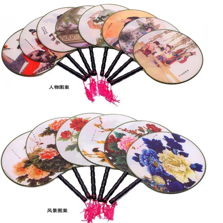 Translucent Wooden Handle Hand Fan Hanfu Ancient Costume Dance Fan Props Fan for Decoration