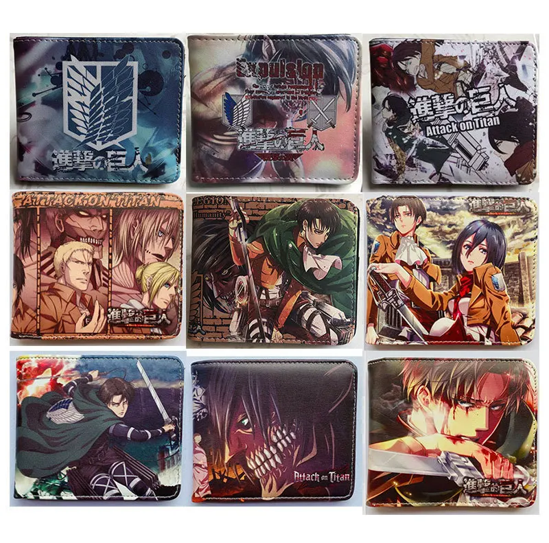 30 Designs Anime Character Attack on Titan Wallet Fashion Tokyo Ghoul Leisure PU Leather Short Coin Purse