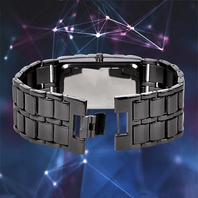 Luxury Iron Metal Red LED Samurai Watch for Men Reloj Hombre led bracelet Digital Lava Wrist Electronic Watch