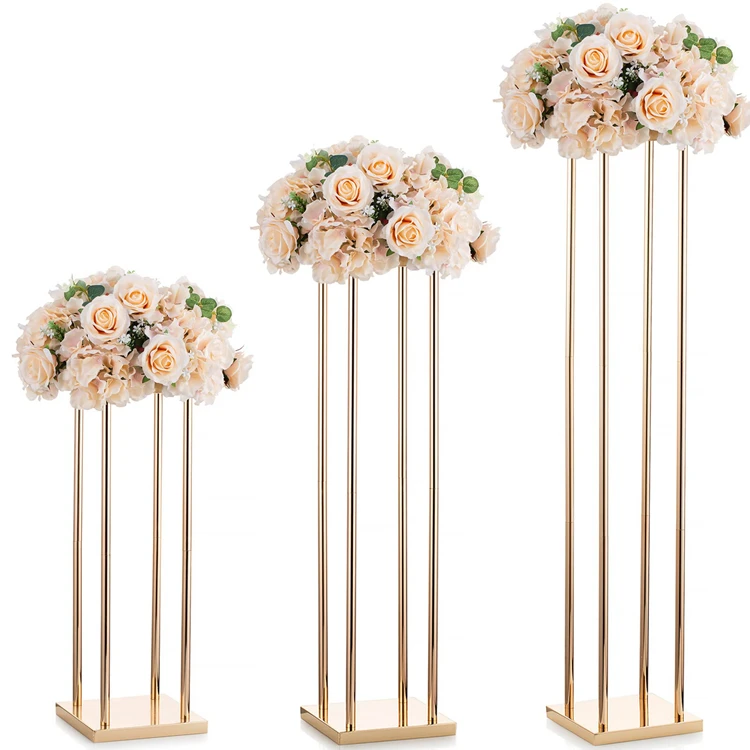 Table Centerpiece Tall Floral rack Metal Iron Gold Wedding Flower Stand Vase For Party Decoration