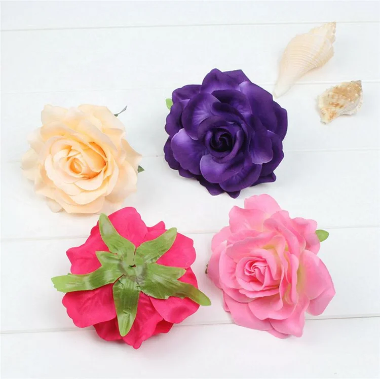wholesale Background flower wall decoration straw hat flower accessories DIY wedding props silk rose flower head