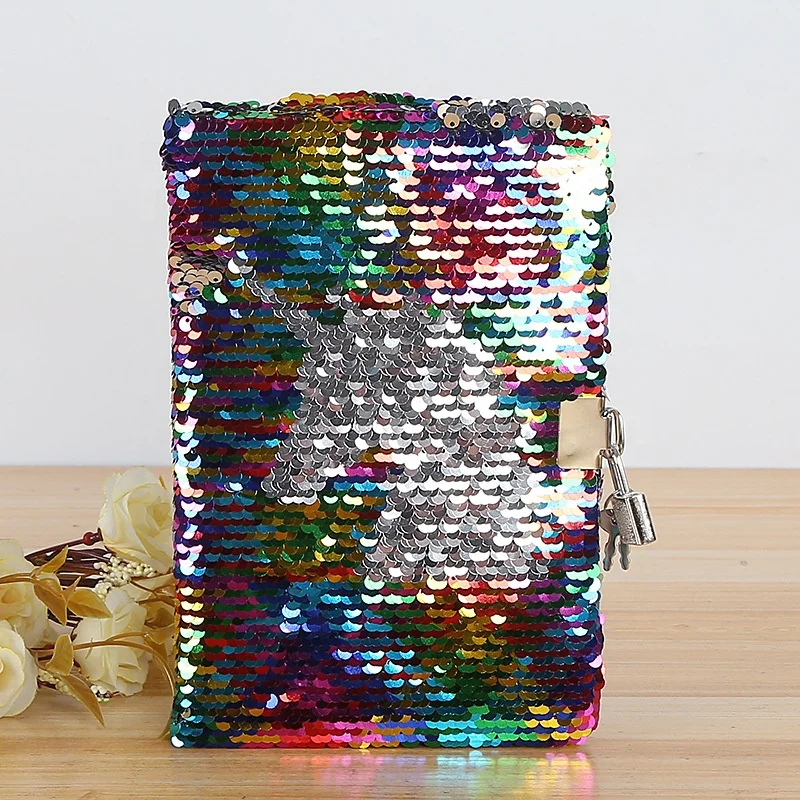 Hottest 2022 Glitter Paillette Journal Reusable Notebook With Lock