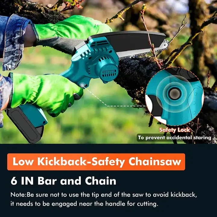 Mini Chainsaw 6-inch Battery Chainsaw 12 Pc Tool Set Seesii Mini Chainsaw Cordless with Batteries Handheld Safety Lock for Tree