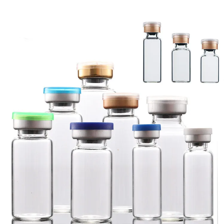 1ml - 50ml Clear amber penicillin bottle pharmaceutical injection use glass vial with rubber sealing lid