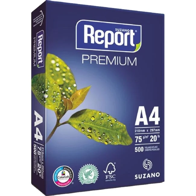 Papel Sulfite A4 75Gr. 210 X 297Mm Premium Caixa C/10 Pcte 500Fls - Report
