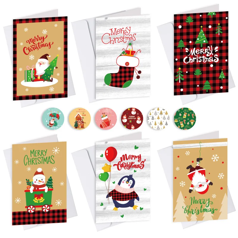 Christmas cards Amazon Santa Holiday  cards Christmas envelope stickers Gift cards 6 sets