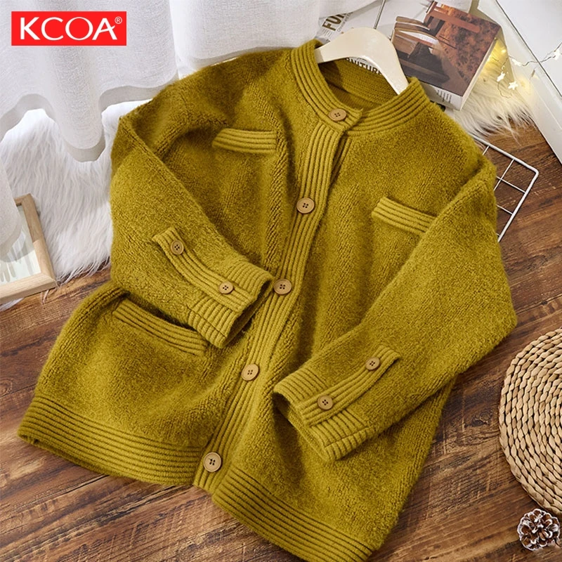 OEM & ODM Custom Knitwear Fluffy Boucle Cardigan Sweater Women Knitted Sweater Coat