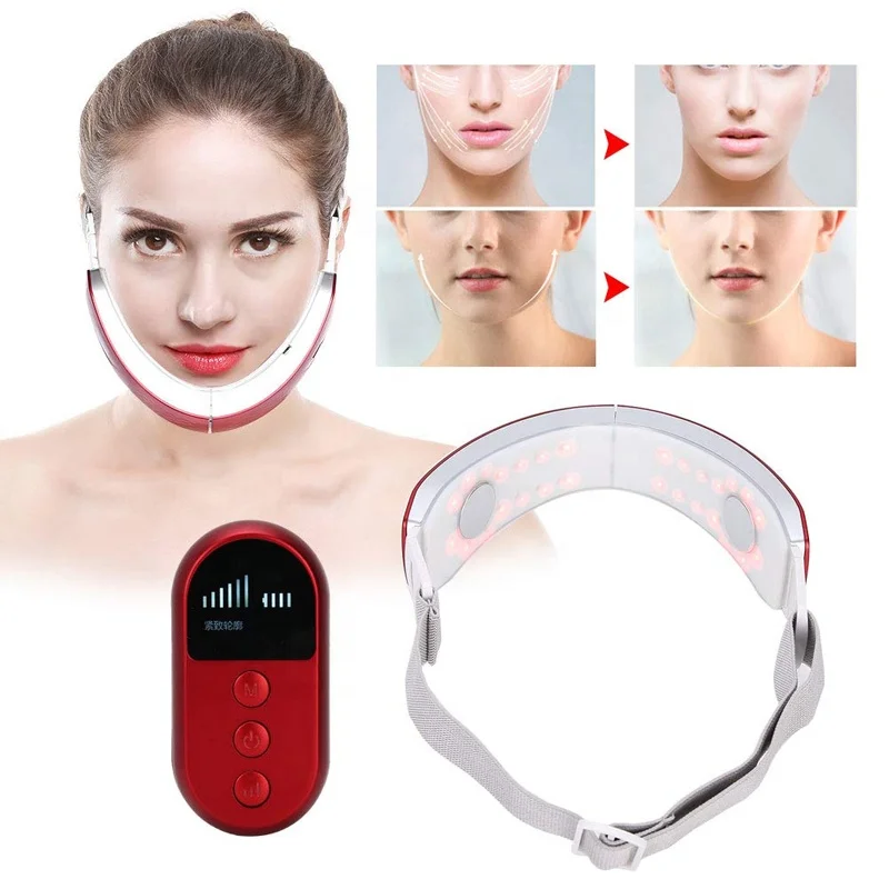 USB Charging V-Line Facial Lifting Device V Shape Face Beauty Skin Care Slimming Lifting Belt Red Blue Light
