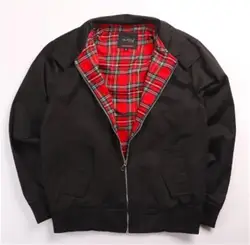 Mens spring classic windbreaker plaid check tartan lined Military Bomber Flight jacket Scooter Knightsbridge Harrington jacket