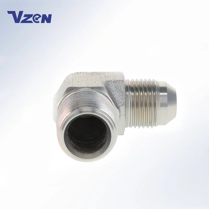 2501/1JN9 Series Carbon Stainless Steel Male JIC To Male NPTF SAE Hydraulic Fitting Connector 90 Degree Elbow Hydraulic Adapter