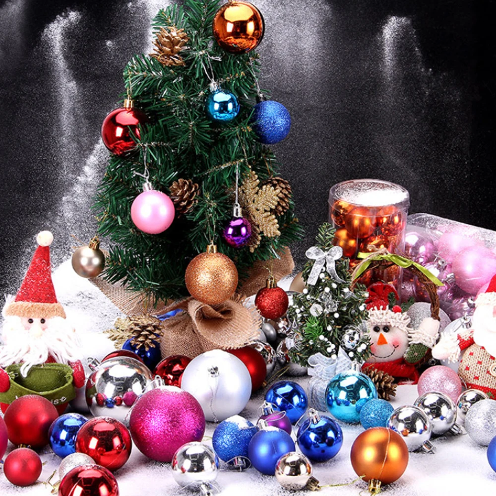 
3-4cm 24pcs Plastic Decoration Ornaments Santa Ball Set Christmas Tree Balls 