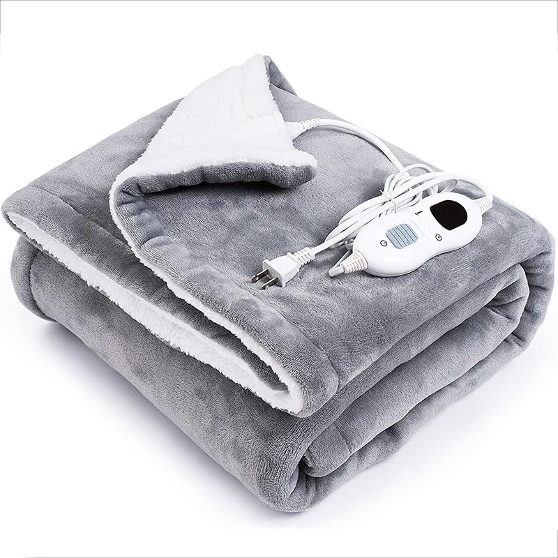 China wholesale cheap low price sample available grey flannel technology electric heated throw blanket
