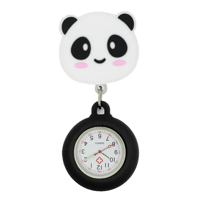 Panda Novel Design Pocket FOB Watches Pin Clip Breast Brooch Nursing Quartz Watch