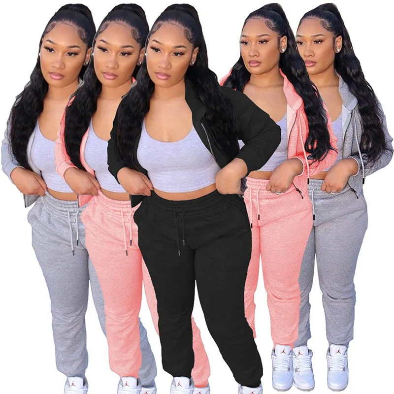 New Design Womens Track Suits Crop Hoodie Velour Tracksuit Pink Soft Two Pieces Velvet Tracksuit For Women