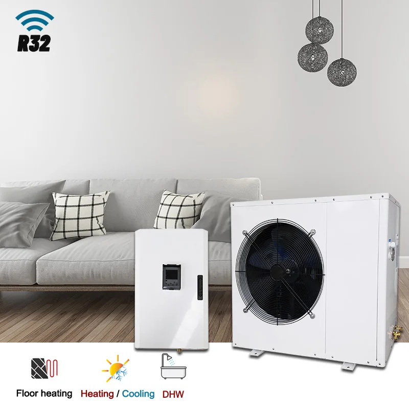 Инвертор с высоким коэффициентом нагрева пола DHW, нагрев воздуха, охлаждение, Тепловой Водонагреватель, тепловой насос, разделенный теплопоглотитель воздуха в воду