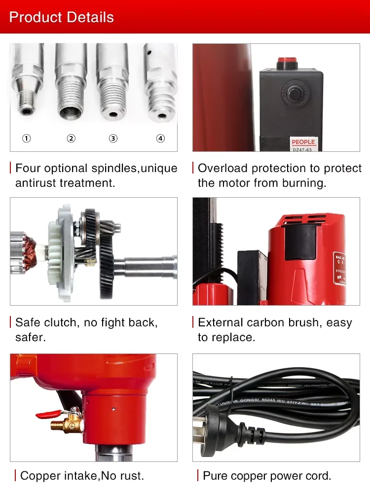 Best Quality 2800W 500/900r/min heavy duty two speed heavy duty diamond core drill machine with bracket