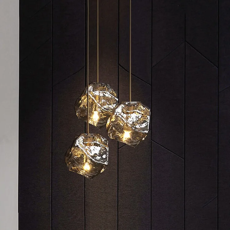 industrial style decorative chandelier Ice Glass Chandelier Pendant Light for kitchen living room