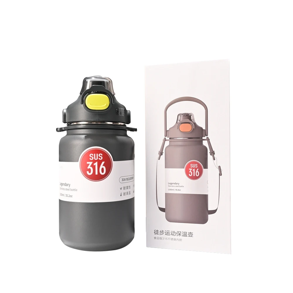 Motivational Fancy Adult Printable Sports Straw Vacuum Water Bottle with Lid