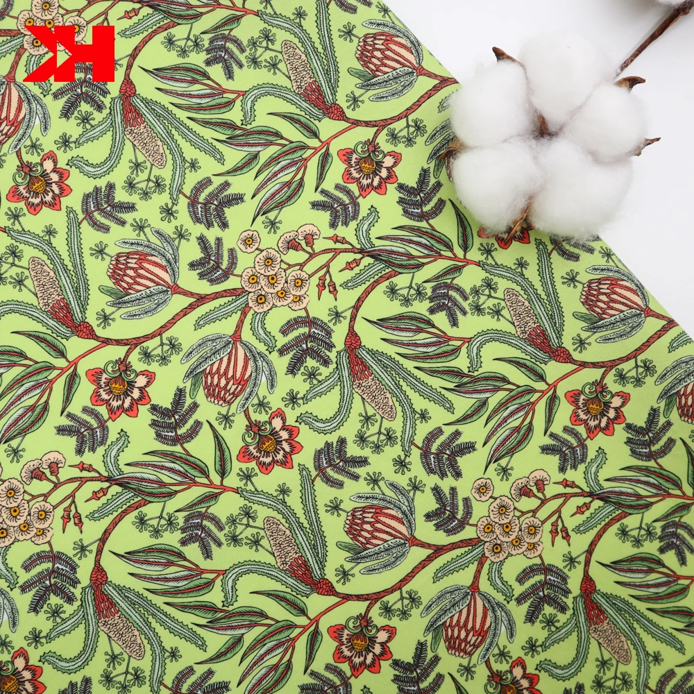 Kahn high quality digital floral printed fabric kid cotton poplin fabric for dresses