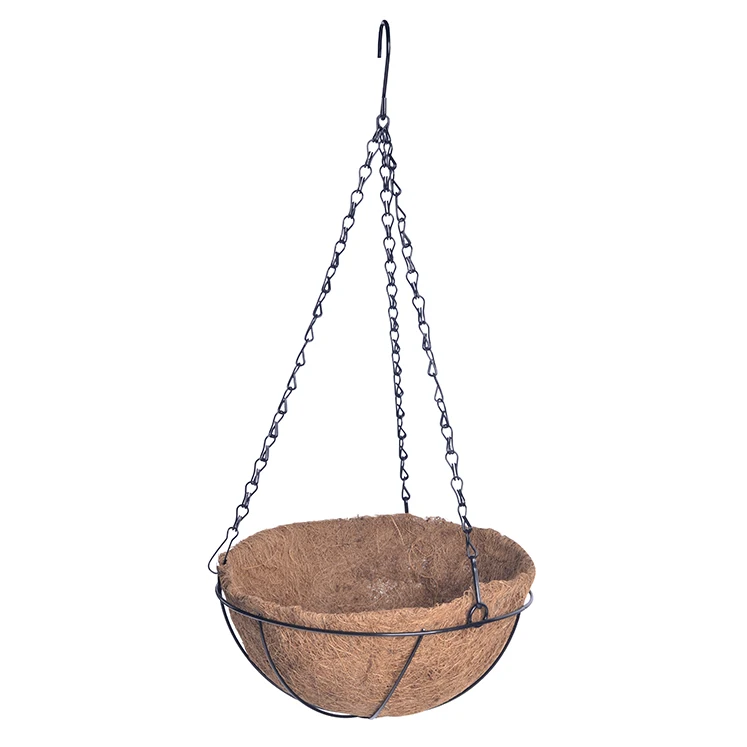 Round Metal Hanging Basket with Nature Coconut Fiber  Liner for Garden Planter Pot /set 2/set 3/set4