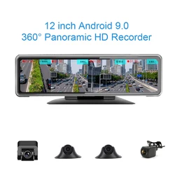 Car DVR rear Mirror 12 Inch Dashcam Video Recorder 4 camera Dashcam truck car dvr 720P Rear Camera