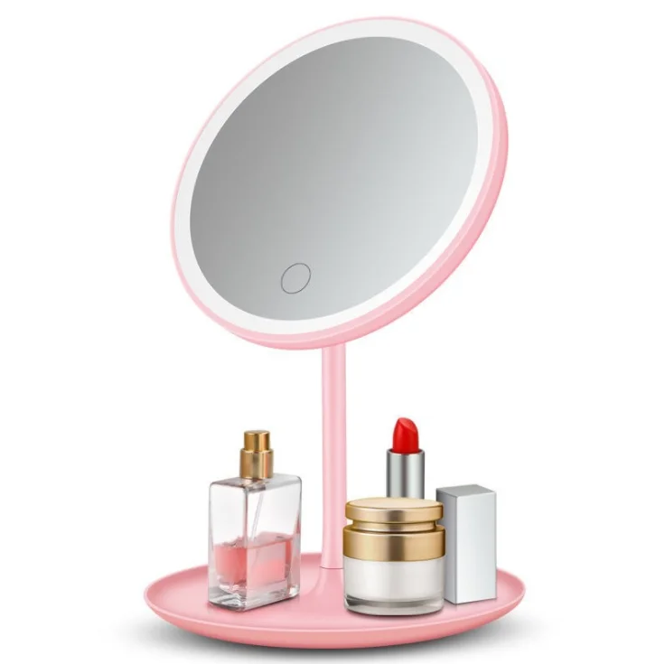 Popular Makeup Mirror With Led Light Three Color Switching Face Mirror Adjustable USB Dual Purpose Desk Table Cosmetic Mirror