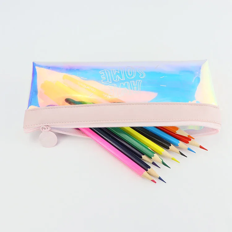 Пенал с голограммой, ПВХ чехол на молнии для карандашей, косметичка, сумочка для кистей для макияжа, пенал для канцелярских принадлежностей, органайзер для паспорта
