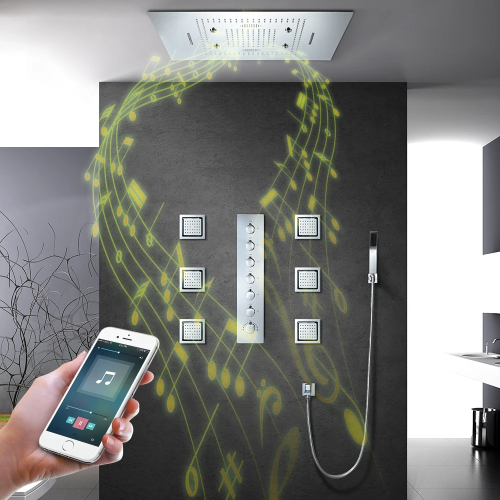 HIDEEP luxury thermostatic  600*800 mm  LED shower faucet set with music speaker system