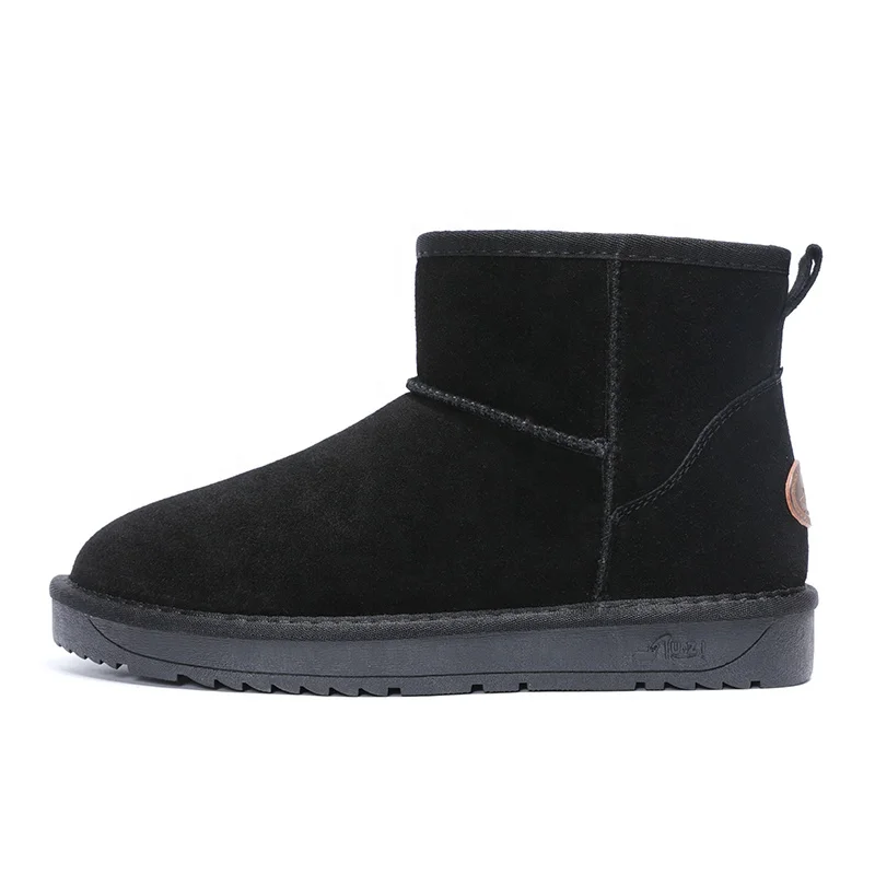 
Wool Unisex Genuine Premium Suede Leather Winter Warm cotton shoes thickened plus velvet short uggly boots for women men 