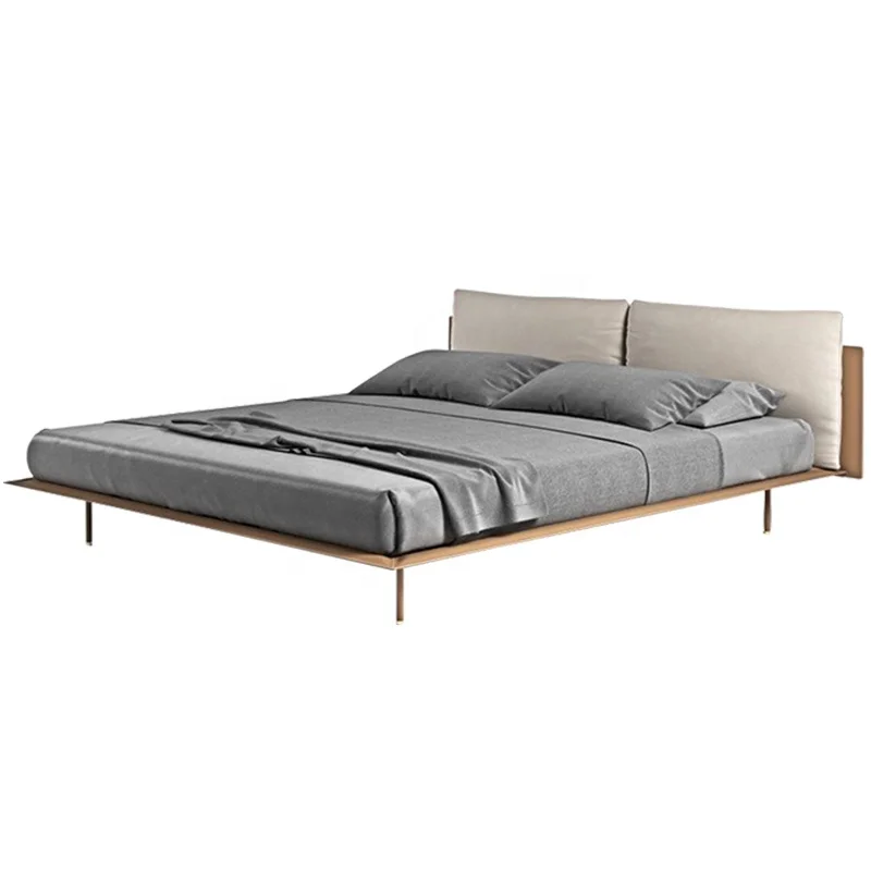 modern minimalist designer hot sale bed frame bedroom furniture smart stainless steel base king size bed