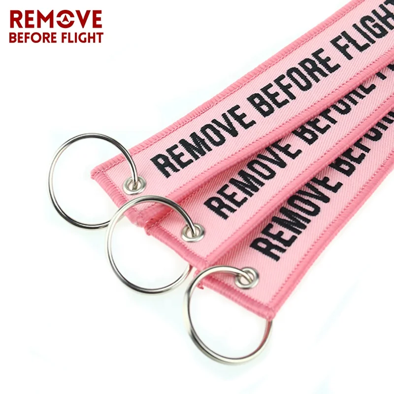 Fashion Fairy Jewelry Keychain for Cars Motorcycles Embroidery Key Chain Pink Key Fob REMOVE BEFORE FLIGHT Pink Keychain Tags