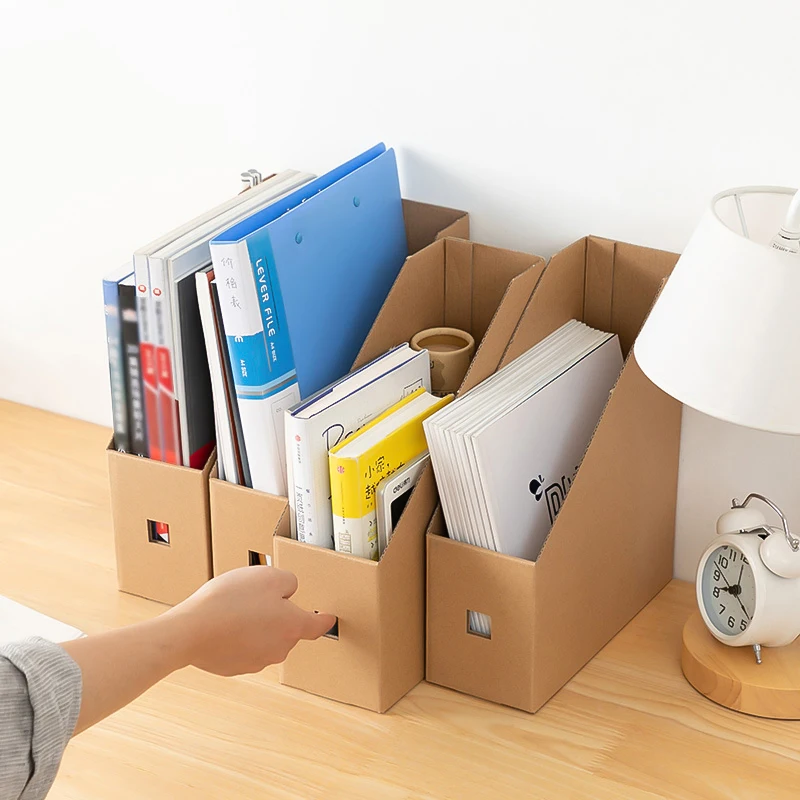 
A4 Kraft Paper Cardboard Desk Document File Holder/Magazine Rack Office Storage Organizer Box 