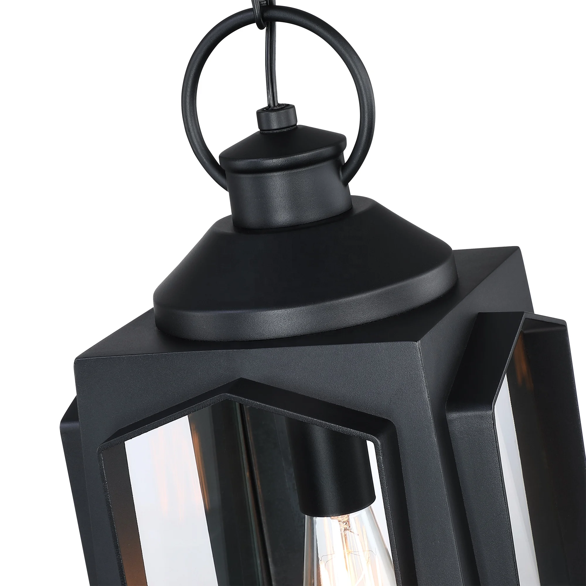 outdoor Pendant light clear glass Waterproof Wall Lights matte black box E26 bulb lantern garden light indoor farmhouse