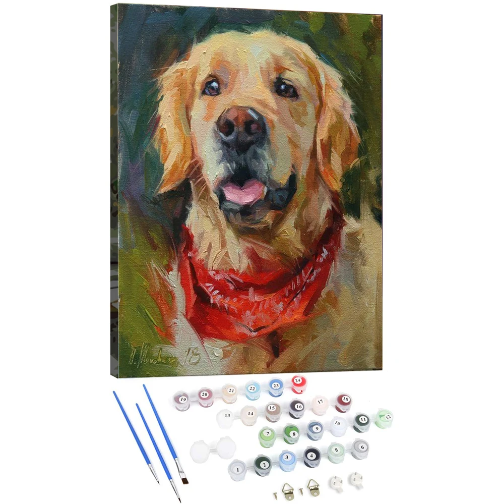 Drop Shipping Custom Pet Dog Diy Oil Paint By Number Canvas Painting By Numbers For Adults Kids Gift