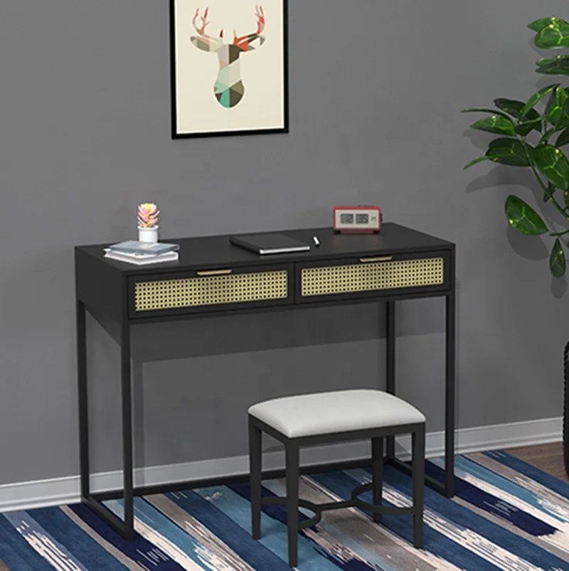 Manufacturer Custom Wood Vanity Rattan Dresser Drawers Bedroom Furniture Dressing Makeup Table