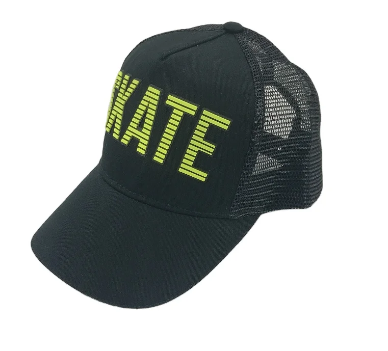 TPU Logo 6 Panel Pre Curved Peak Snap Back Sports Trucker Mesh Cap Customized