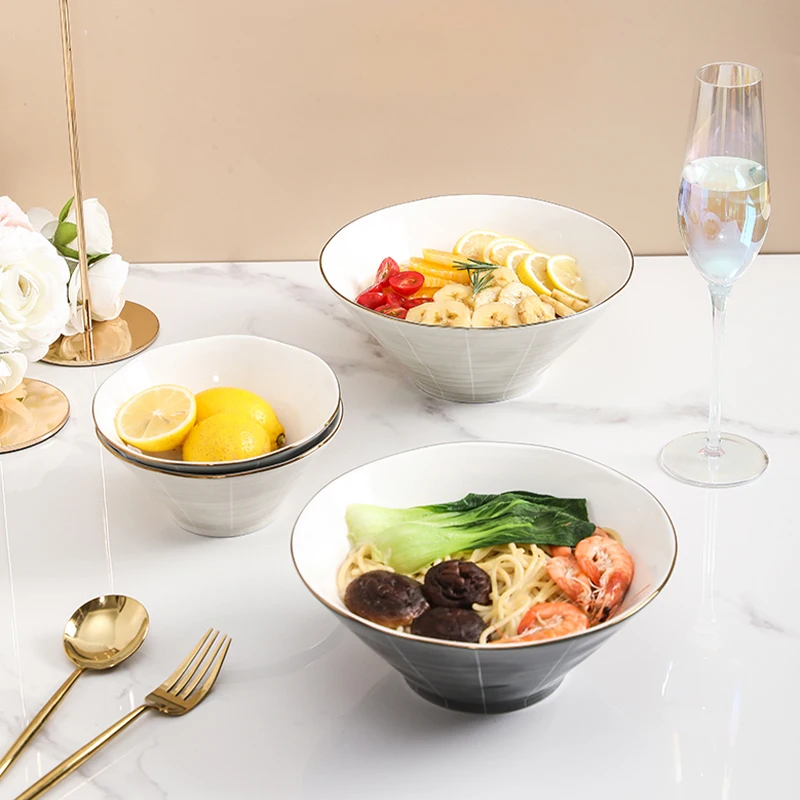 OSBORN Ceramic Dinnerware Rice Bowl Japan Retro Japanese Style Ramen Soup Bowl Home Large Bowls Single Underglaze Ta