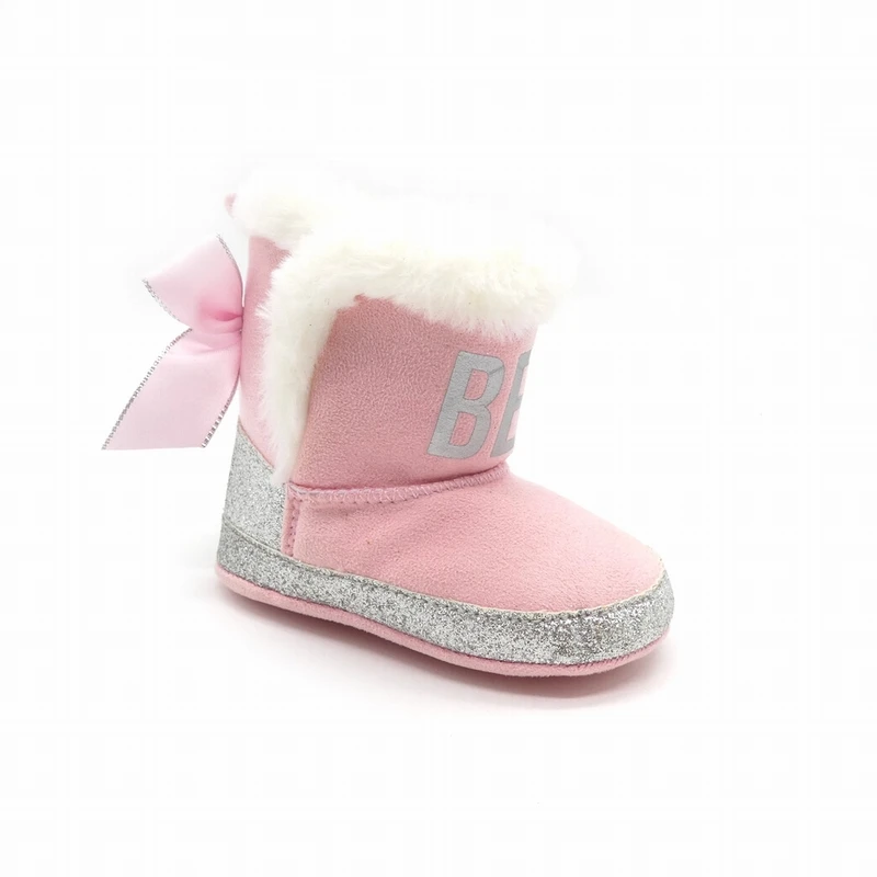 Лидер продаж 2021 Розовая обувь детские зимние ботинки с бантом для малышей маленьких