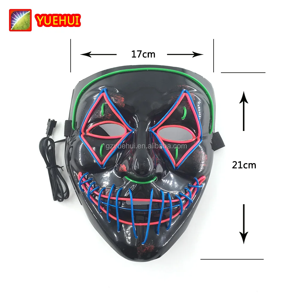 Luminous Neon Halloween Led Rave Party Mask Sound Reactive Masquerade EL Masks Party Neon Glow In Dark Party Mask