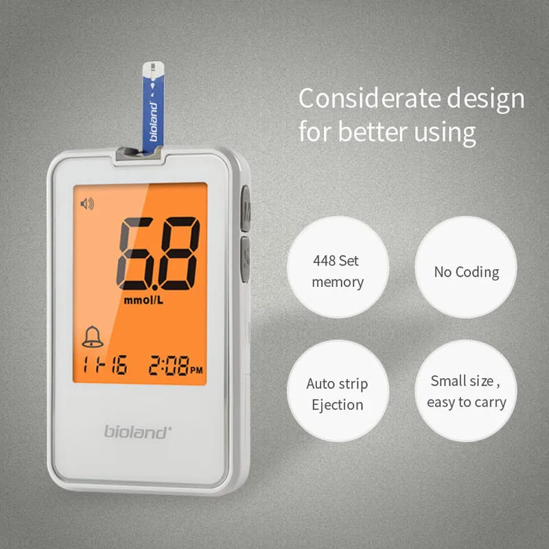 Household Medical Devices Easy to Operate No Coding Glucose Meter Blood Sugar Monitoring