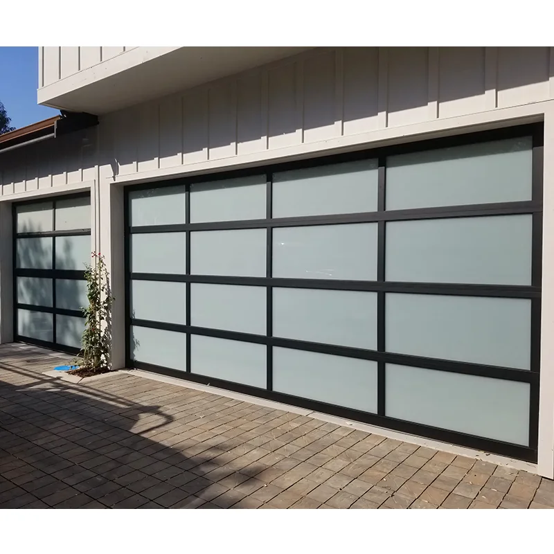 Hihaus custom modern automatic sectional double glass garage door aluminum