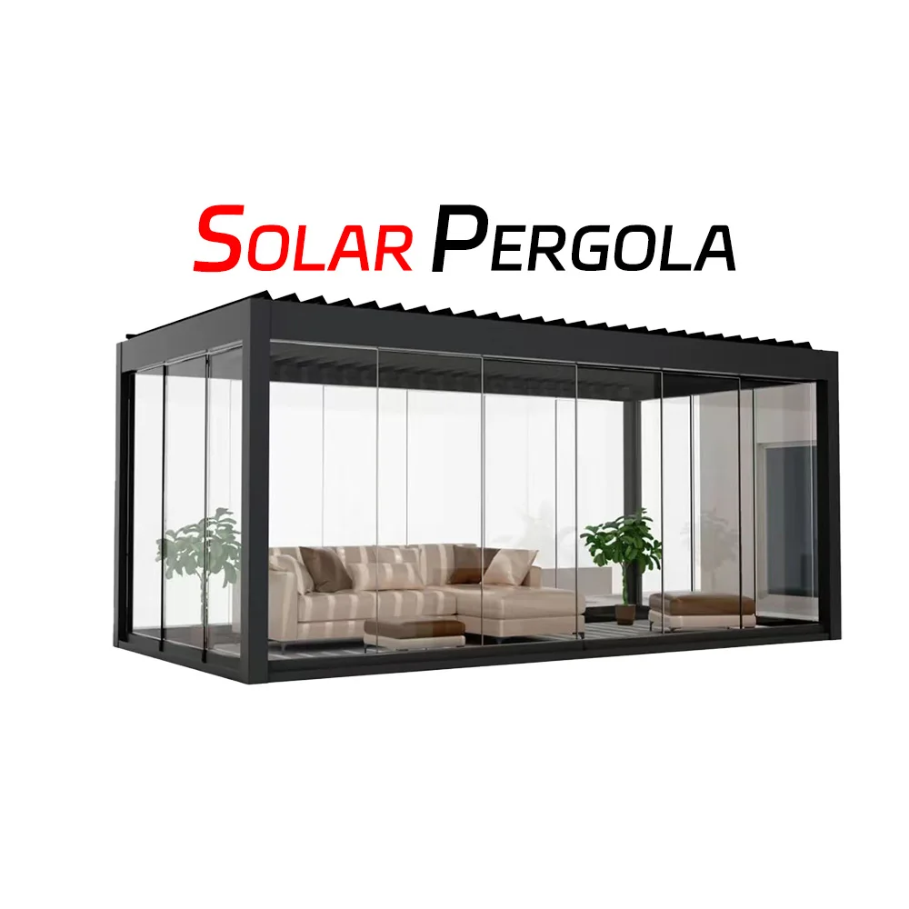 YOUYA New 4x8 Luxury Retractable Villi Solar Pergola Aluminium Outdoor for Garden Aluminum Nature Pressure Treated Wood Type