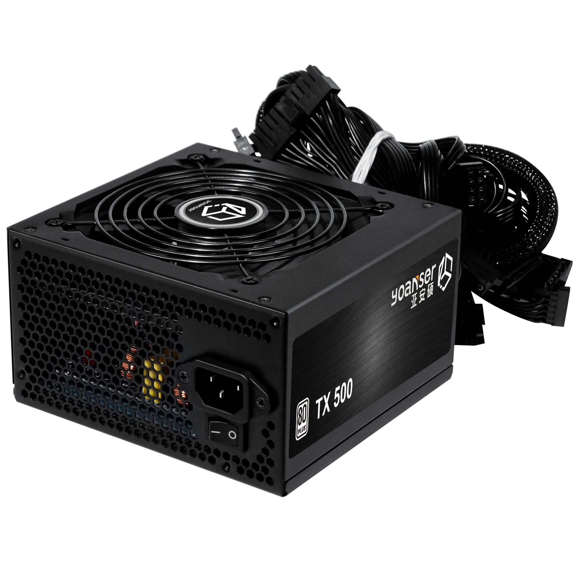 Real watts 80+ White certified 500W computer atx power supplies 120mm black fan computer power supply for pc
