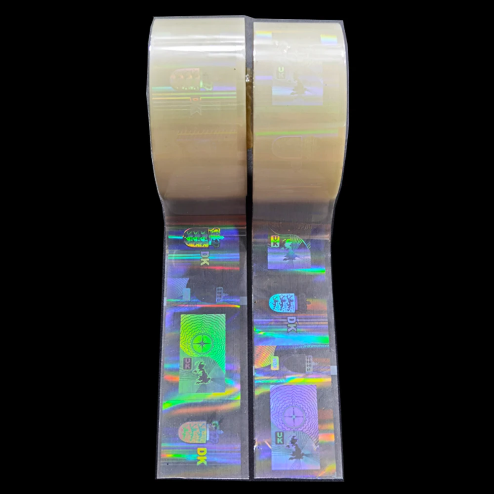 Professional Factory Custom Printing Hologram Direct Thermal Label Self Adhesive Holographic Roll Silver Adhesive Label Film