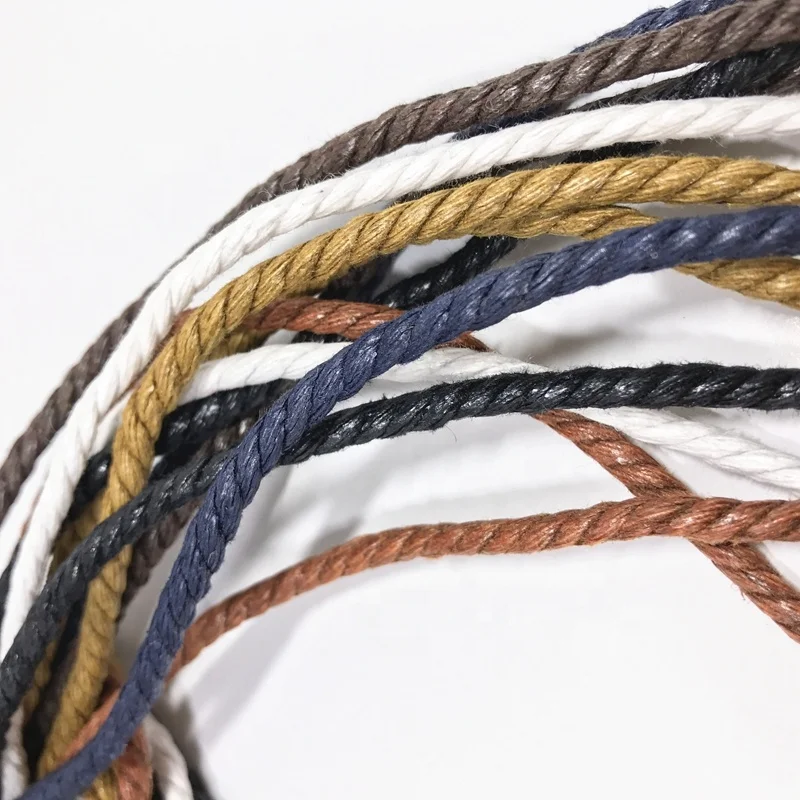 High quality round thick waxed cotton twist walking waxed shoelaces